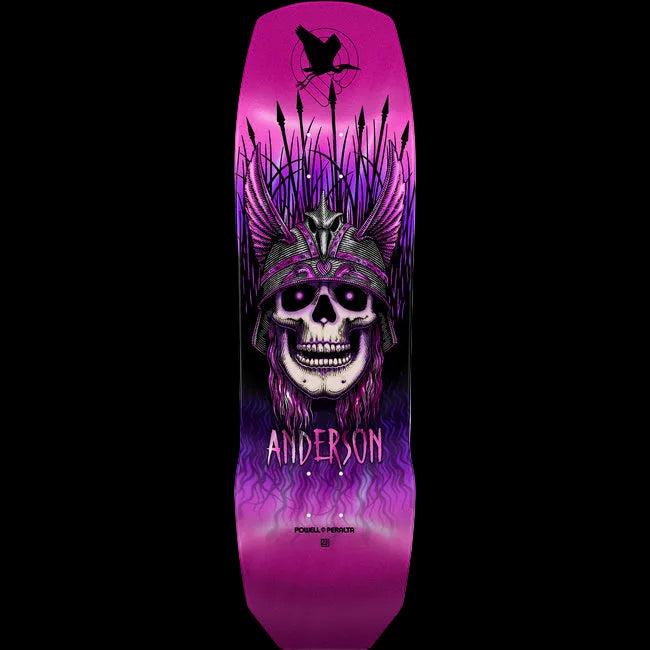 Powell Peralta Heron Skull Pink Foil Andy Anderson Pro Skate Deck 9.13" x 32.8"