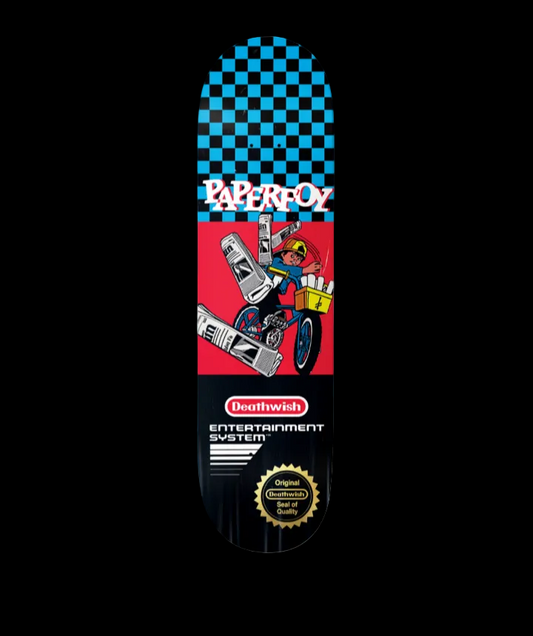 Deathwish "PaperFoy" Nintendo Paperboy Video Game Theme Jamie Foy Pro Skate Deck 8.25"