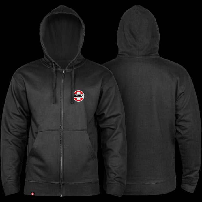 Bones OG Swiss Midweight Black Zip-Up Hoodie