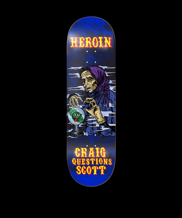 Heroin KO Series 2 "Fortune Teller" Horror Themed Craig Questions Pro Skate Deck 9.25"