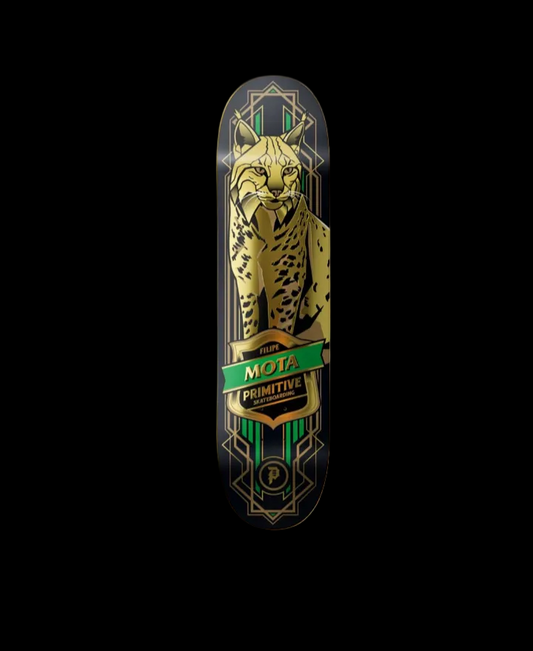 Primitive "Lynx" Black/Gold Foil Filipe Mota Pro Debut Skate Deck 8.25"