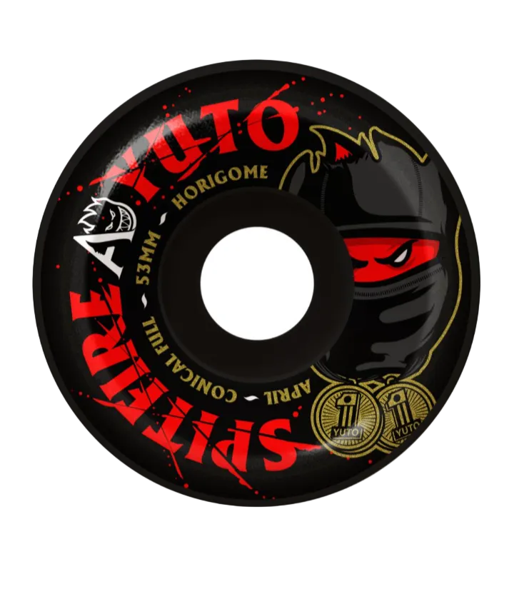 Spitfire x April Skateboards "Ninja" Formula Four F4 Conical Full Yuto Horigome Black Pro Skate Wheels 53mm 99a