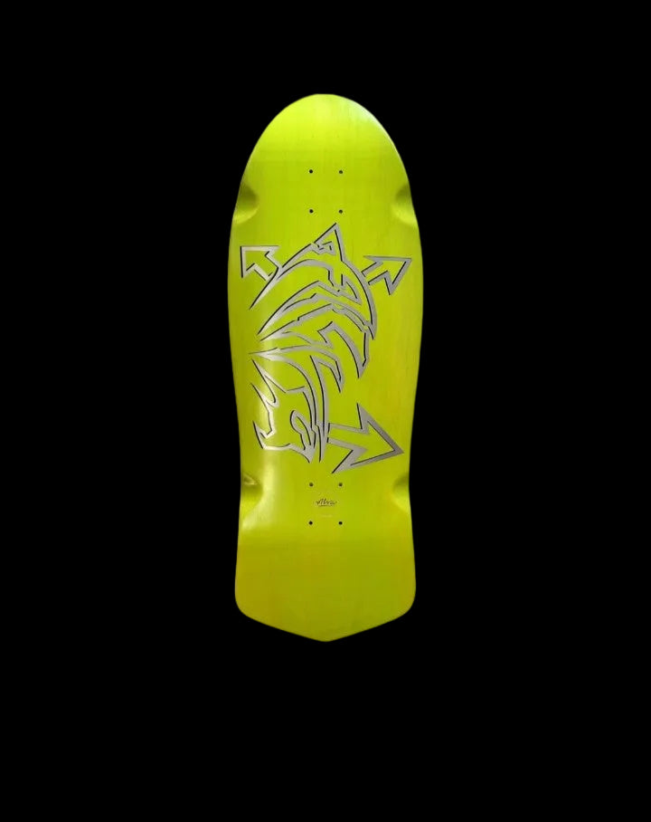 Alva "Dolphin" Green/Silver Shaped Wheel Wells Skate Deck 11.125"