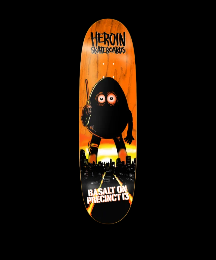 Heroin "Basalt on Precinct 13" John Carpenter Cult Film Egg Shaped Lightweight Basalt Team Skate Deck 8.75"