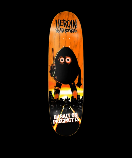 Heroin "Basalt on Precinct 13" John Carpenter Cult Film Egg Shaped Lightweight Basalt Team Skate Deck 8.75"