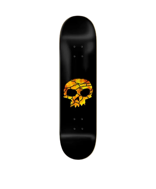 Zero Skateboards Skull (Yellow) Stained Glass Series Full Black Dip Team Skate Deck 8.25"