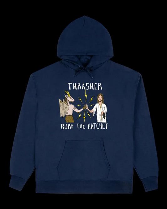 Thrasher x Toy Machine Bury The Hatchet Navy Pullover Skate Hoodie Medium