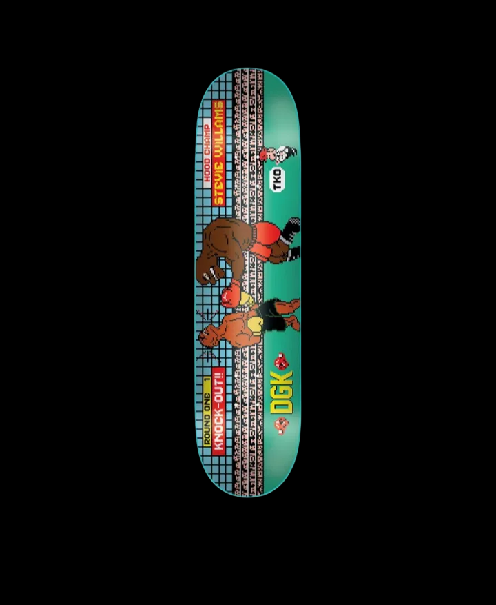 DGK "8 bit TKO" NES Mike Tyson Punch Out Theme Stevie Williams Pro Skate Deck 8.25"