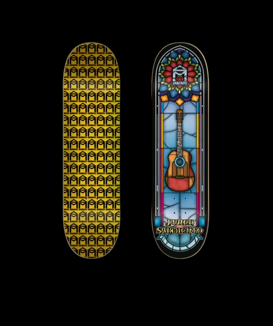 Sk8Mafia "Stained Glass" Acoustic Guitar Javier Sarmiento Pro Skate Deck 7.75"
