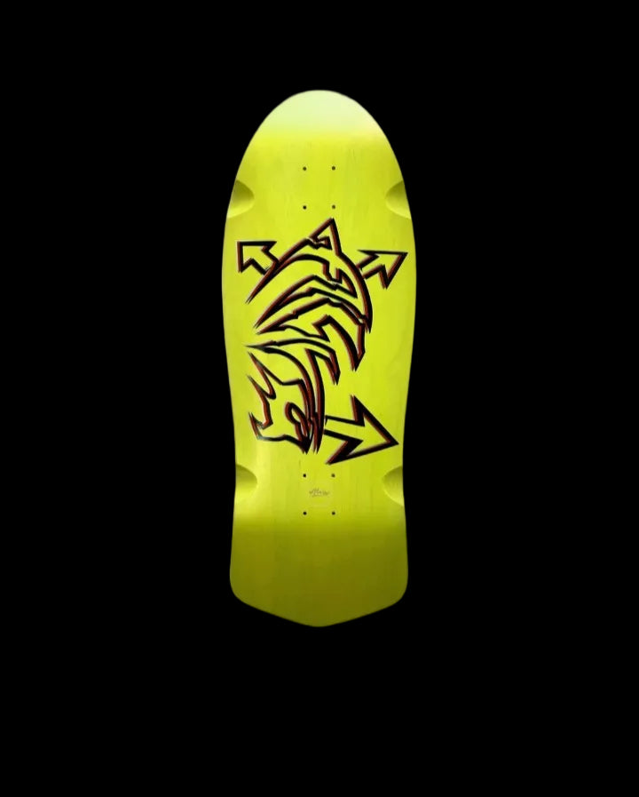 Alva "Dolphin" Green/Red/Black Shaped Wheel Wells Skate Deck 11.125"