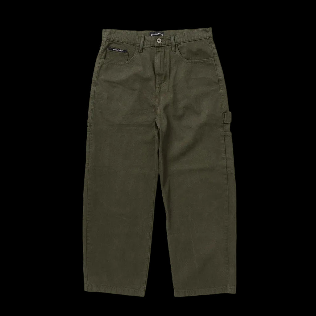 Primitive "Mason" Olive Baggy Carpenter Skate Jeans