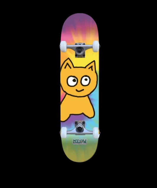 Meow Big Cat Tie Dye Complete Skateboard 8"