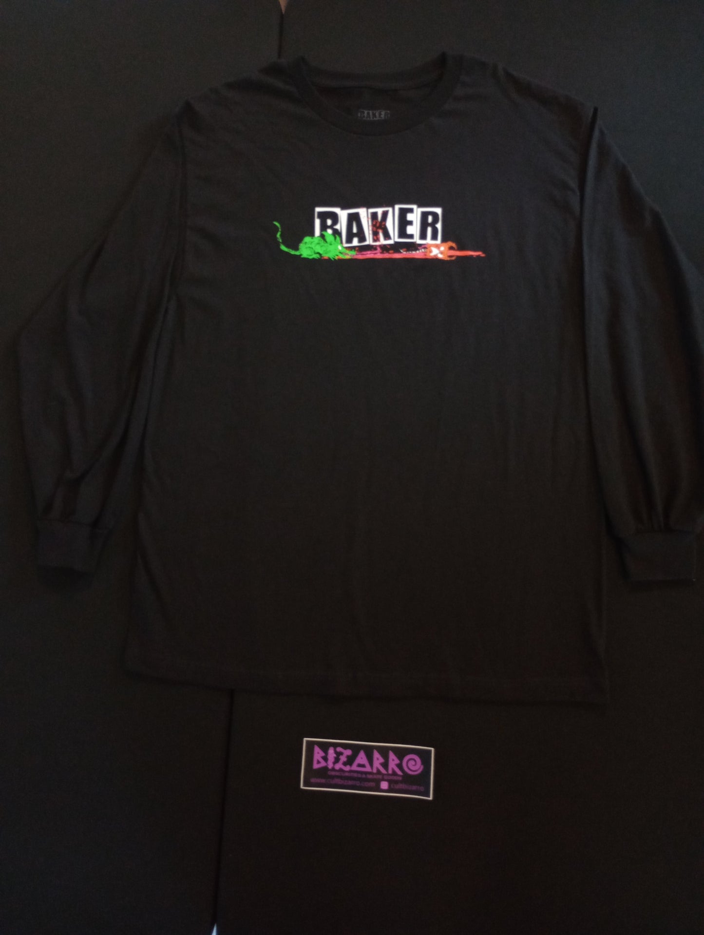 Baker Skateboards(2022) Toxic Rats (Neckface design) Black Long Sleeve Shirt Large