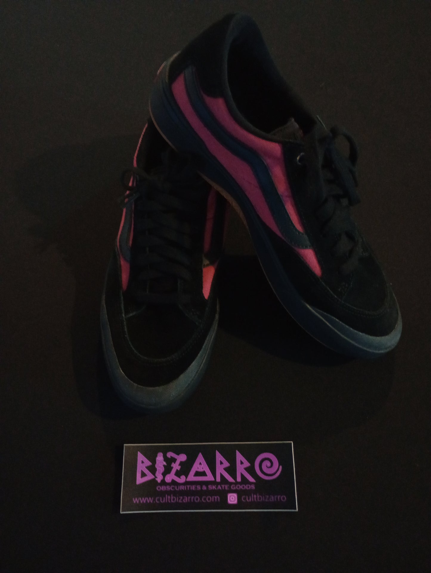 VANS Berle PRO Skate Shoes Black Suede Red Canvas Leopard insole Waffle soles 11