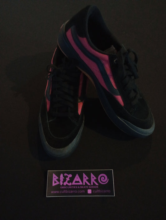 VANS Berle PRO Skate Shoes Black Suede Red Canvas Leopard insole Waffle soles 11