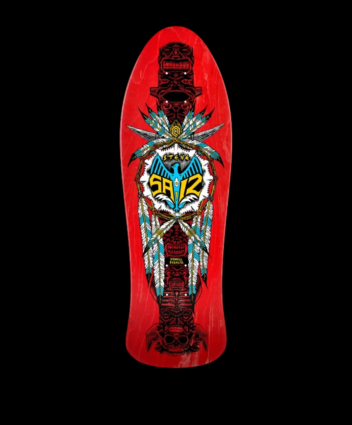 Powell Peralta "Totem" Red Veneer Steve Saiz Pro Shaped Skate Deck 10"