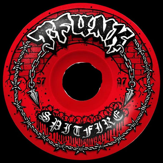 Spitfire Formula Four F4 Raw Radial Full Red T-Funk Pro Skate Wheels 57mm 97a
