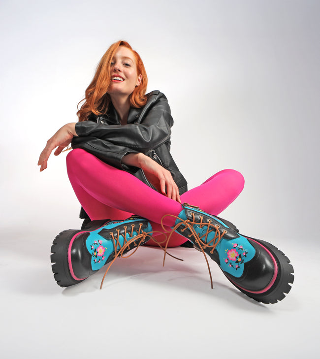 Hot Chocolate Design "Enchanted North" Teal/Black Women's Boots