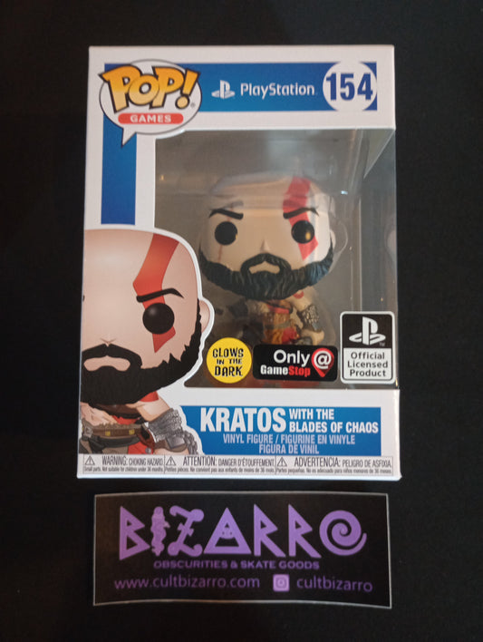 Funko Pop! PlayStation GameStop Exc GITD Kratos God of War #154 MINT