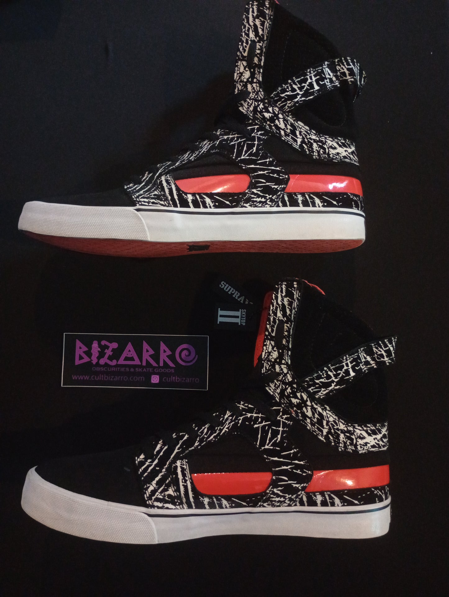 Supra SkyTop II Y2K (Pre-Owned) Zebra/Blk/Red Vtg skate shoes 12