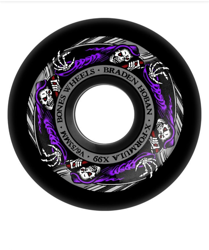 Bones X-Formula "Reaper" V6 Widecuts Braden Hoban Black Pro Debut Skate Wheels Multi Sizes