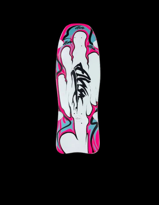 Alva "Modern Aggression" Fish White/Pink Shaped Wheel Wells Skate Deck 9.75"