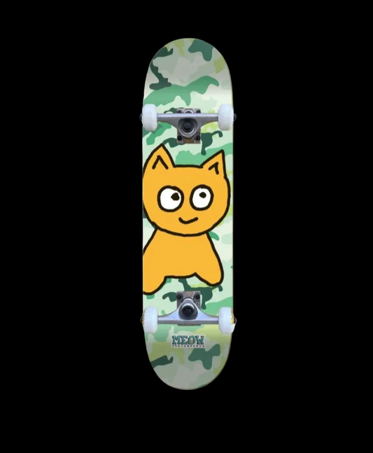 Meow Big Cat Green Camo Complete Skateboard 7.25"