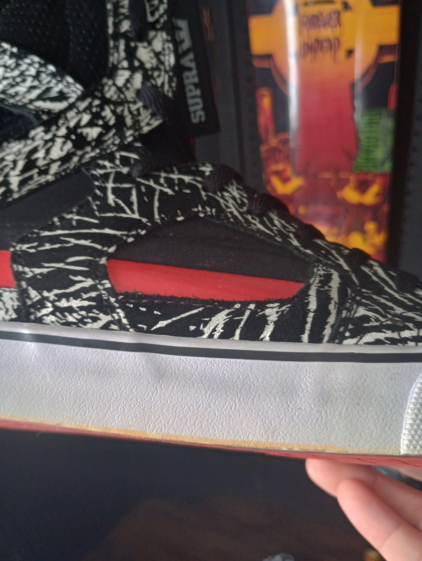 Supra SkyTop II Y2K (Pre-Owned) Zebra/Blk/Red Vtg skate shoes 12