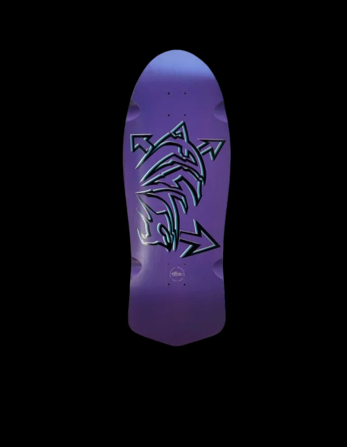 Alva "Dolphin" Purple/Aqua/Black Shaped Wheel Wells Skate Deck 11.125"