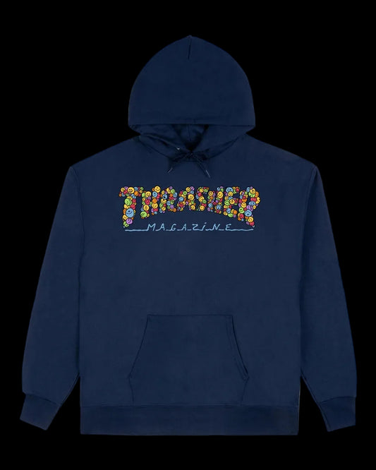 Thrasher "Smile" by Spanky Navy Pullover Skate Hoodie Medium