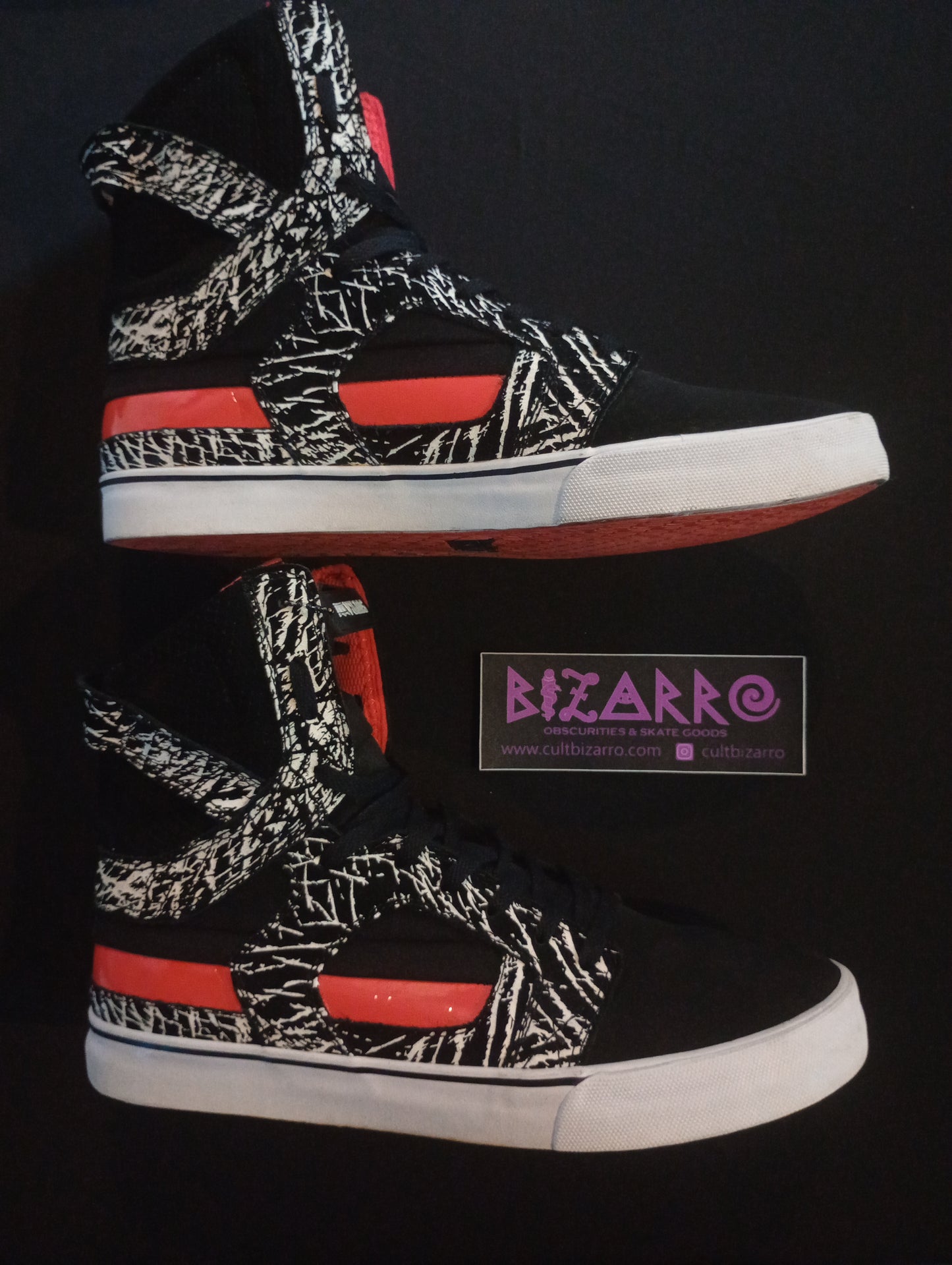 Supra SkyTop II Y2K (Pre-Owned) Zebra/Blk/Red Vtg skate shoes 12