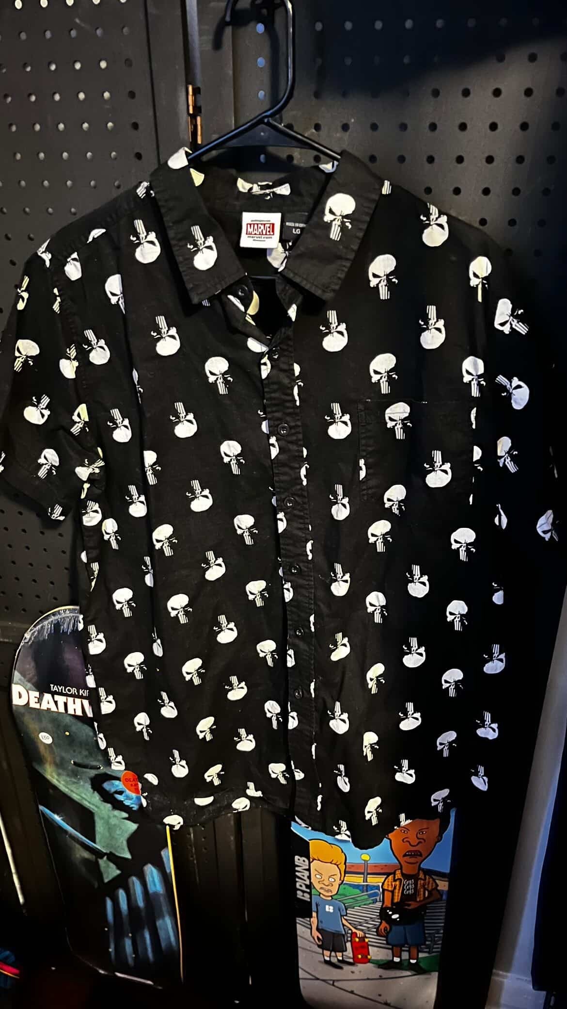 Marvel Punisher Repeater Skull Dress Shirt Black Men's L