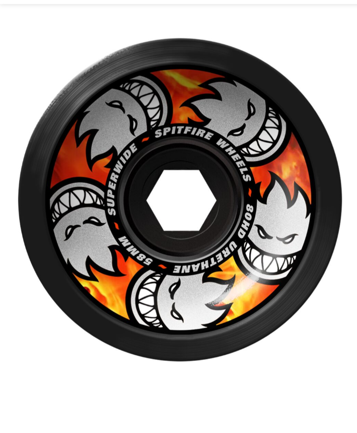 Spitfire "Multiballs" Superwide Black Skate Wheels 58mm 80HD