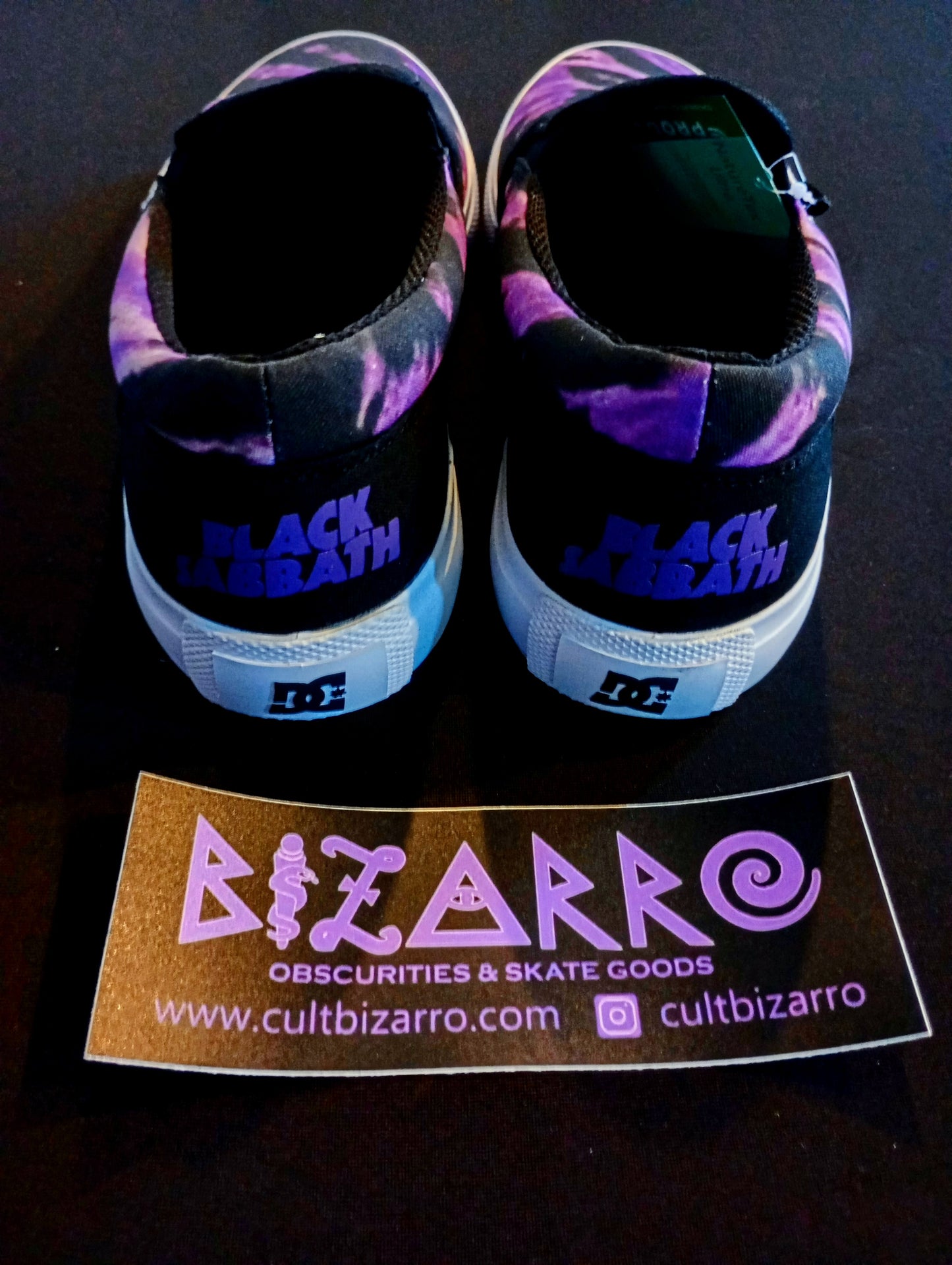 DC x Black Sabbath limited edition (2020) Black/Purple Tie dye Slip On Manny skate/thrash shoes sz 10