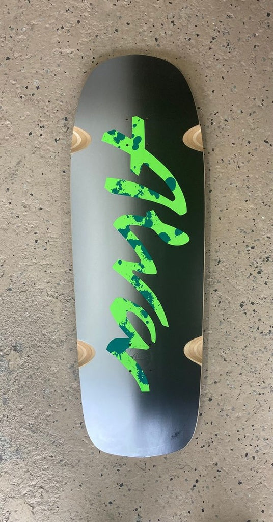 Alva "Double Diamond" Pool Crusher Silver/Black/Green Jade Splatter Shaped Wheel Wells Skate Deck 11"