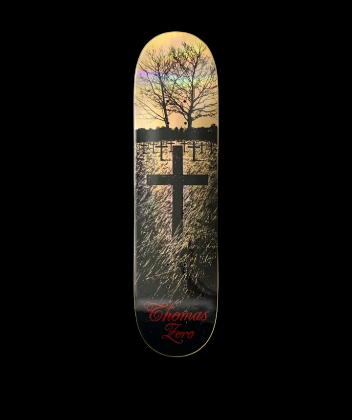 Zero Skateboards "Life and Death" Jesus Cross Jamie Thomas Gold Pro Skate Deck 8.25