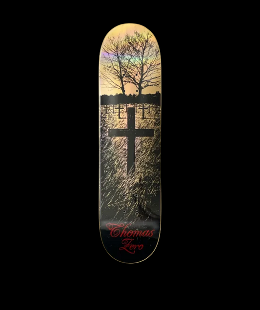 Zero Skateboards "Life and Death" Jesus Cross Jamie Thomas Gold Pro Skate Deck 8.25