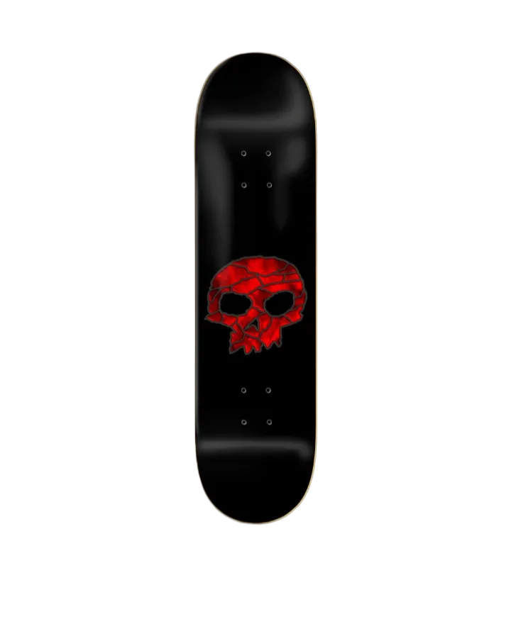 Zero Skateboards Skull (Red) Stained Glass Series Full Black Dip Team Skate Deck 8.5"