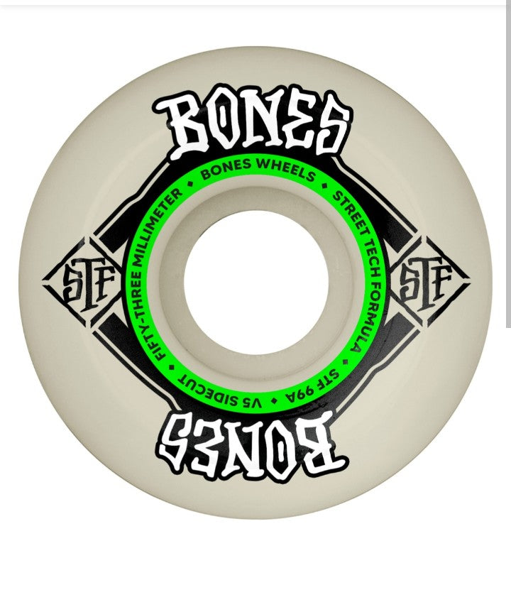 Bones STF V5 Street Sidecut White Skateboard Wheels 99a