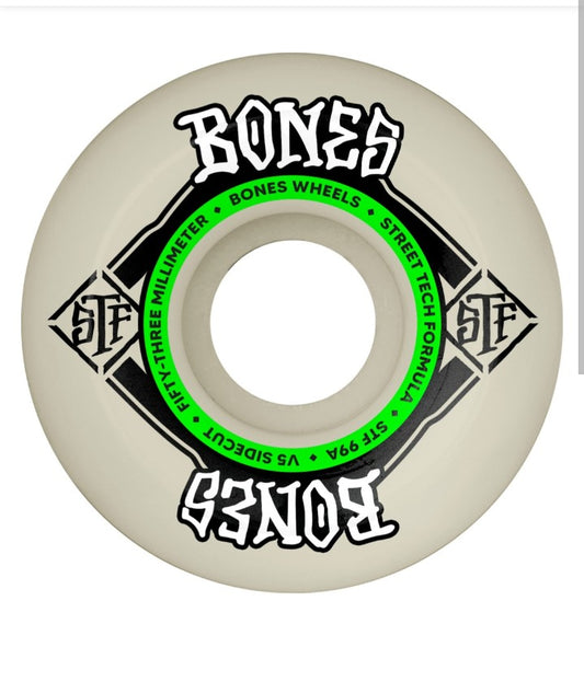 Bones STF V5 Street Sidecut White Skateboard Wheels 99a