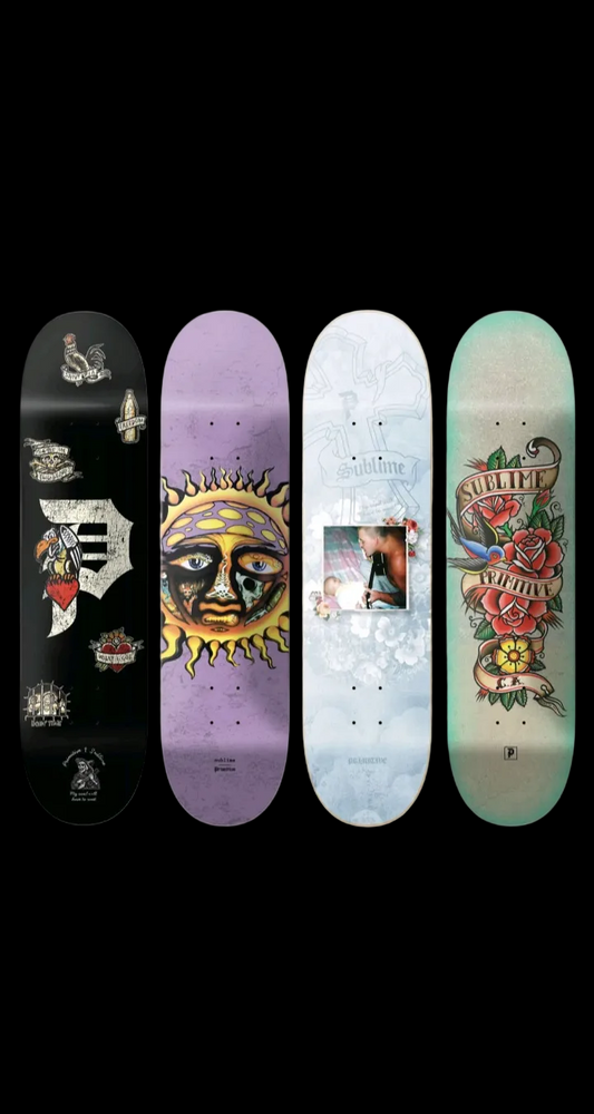 Primitive x Sublime Collection "Rhythm" "Freedom" "Traditional" "Rise" Officially Licensed Band Collab Four Skate Deck Full Set