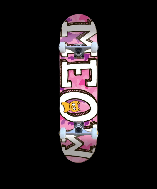 Meow Cat Logo Pink Camo Complete Skateboard 7.5"