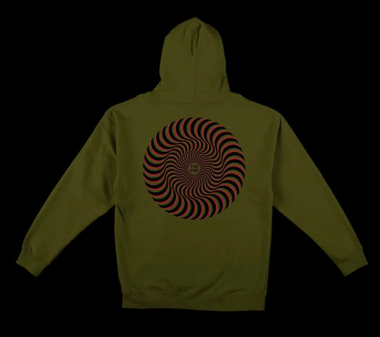 Spitfire The End Classic Swirl Overlay Army Green Zip-up Skate Hoodie
