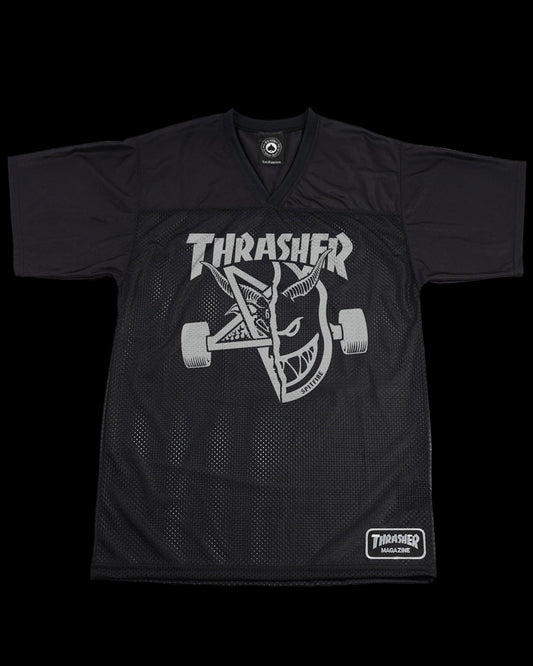 Thrasher x Spitfire "Thrash & Burn" Black Football Jersey