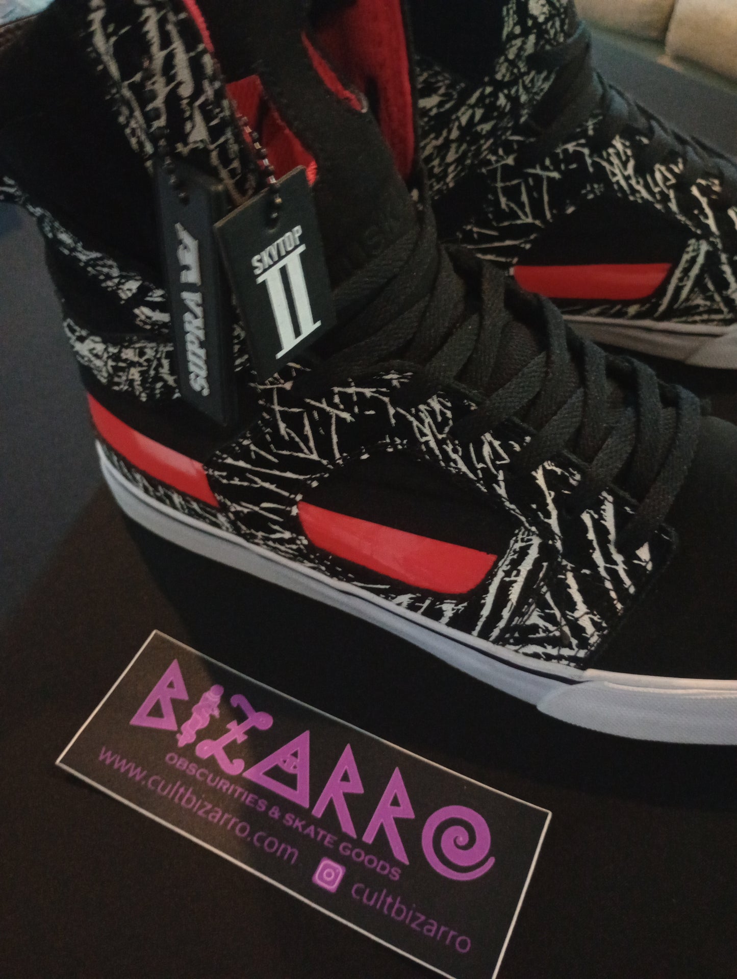 Supra SkyTop II Y2K (Pre-Owned) Zebra/Blk/Red Vtg skate shoes 12