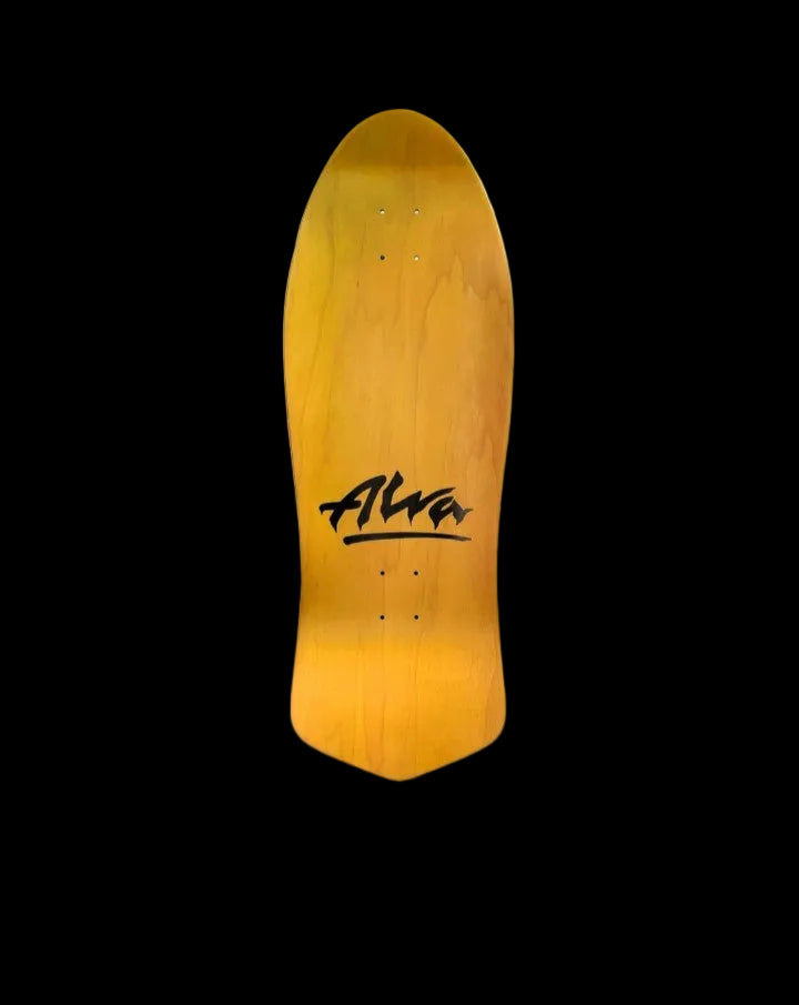 Alva "Dolphin" Yellow/Silver/Teal Shaped Wheel Wells Skate Deck 11.125"