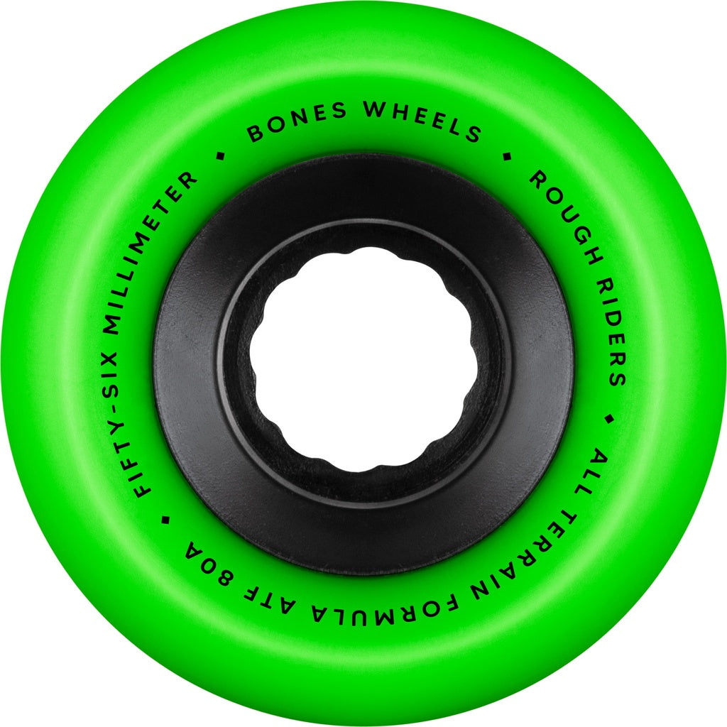 Bones ATF Rough Riders "Skull and Bones" Neon Green Skateboard Wheels 80a