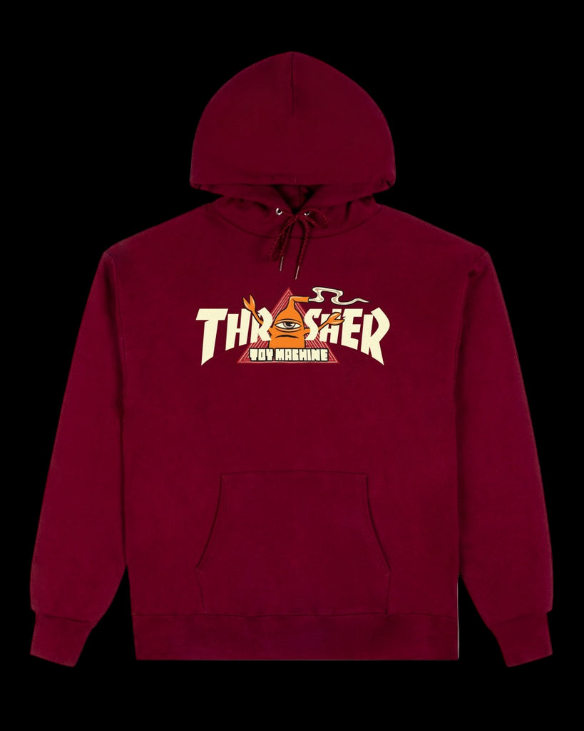Thrasher x Toy Machine Vortex Maroon Pullover Hoodie