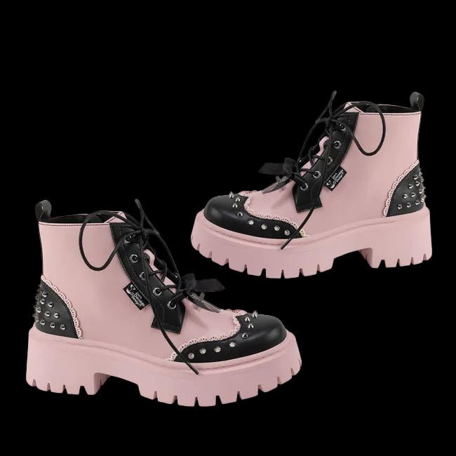 Hot Chocolate Design (Dark Chocolate) "Dolly Revolt" Pink/Black Women's Boots