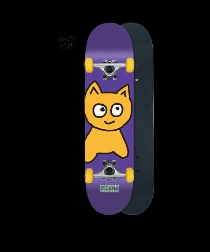 Meow Big Cat Purple Soft Top Complete Skateboard 7.5"